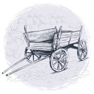 Drawing of an old wooden cart