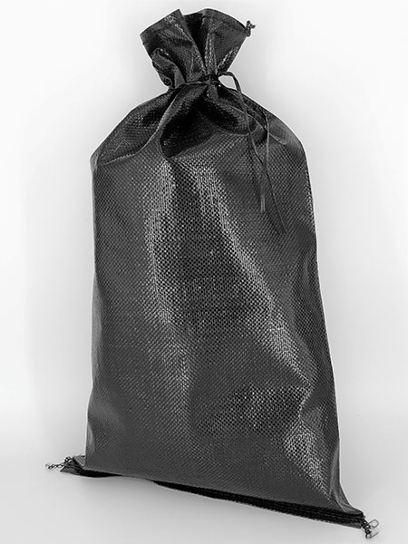a black woven poly sand bag