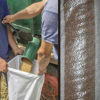 filling a polypropylene agricultural bag