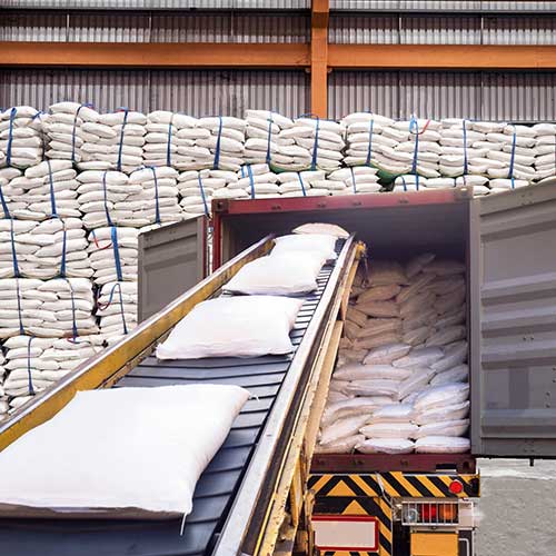 Woven Poly bags being loaded on a truck